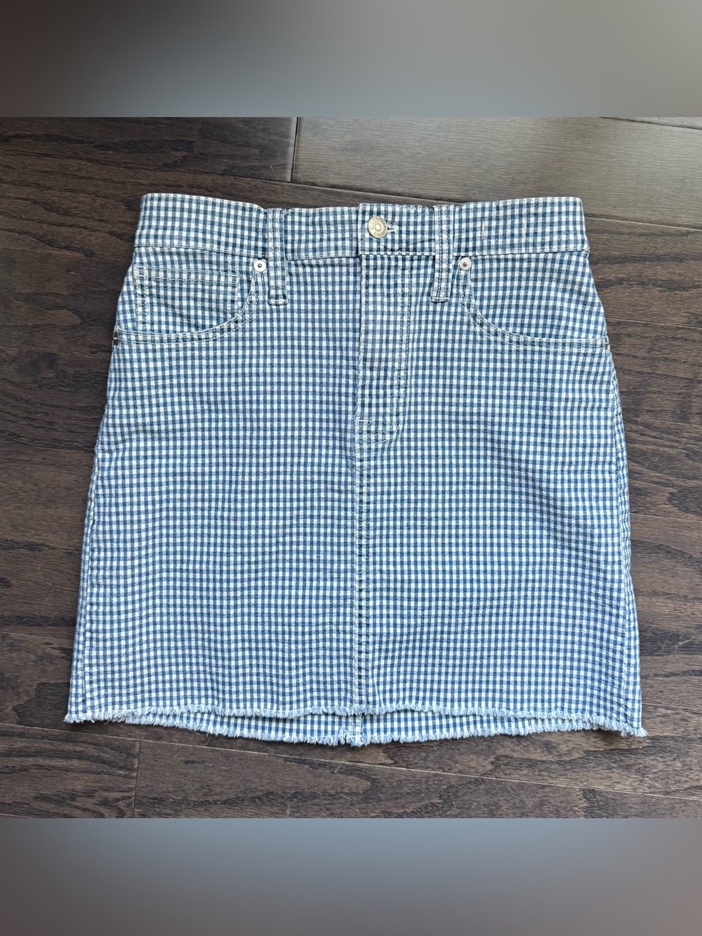 Madewell Blue Gingham Mini Skirt